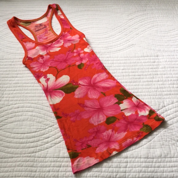 Free People Rib Tank Top Tropical Shimmer S